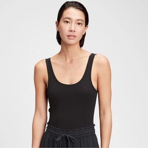 NWT GAP Soft Stretch Cotton Lounge Support Black Tank w/ Shelf Bra